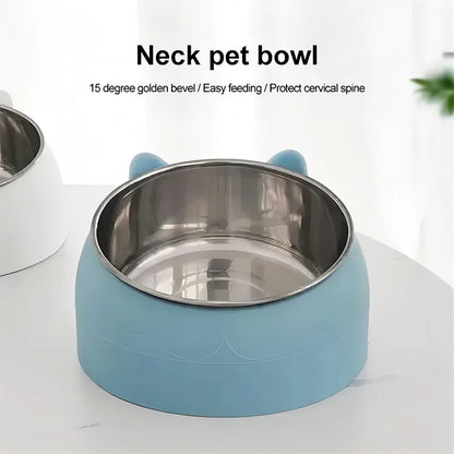 Kitten Puppy Food Feeding Bowls Pet Dogs Cats Feeder  Stainless Steel Cat Lovely Creative Inclined Cats Drinking Feeder