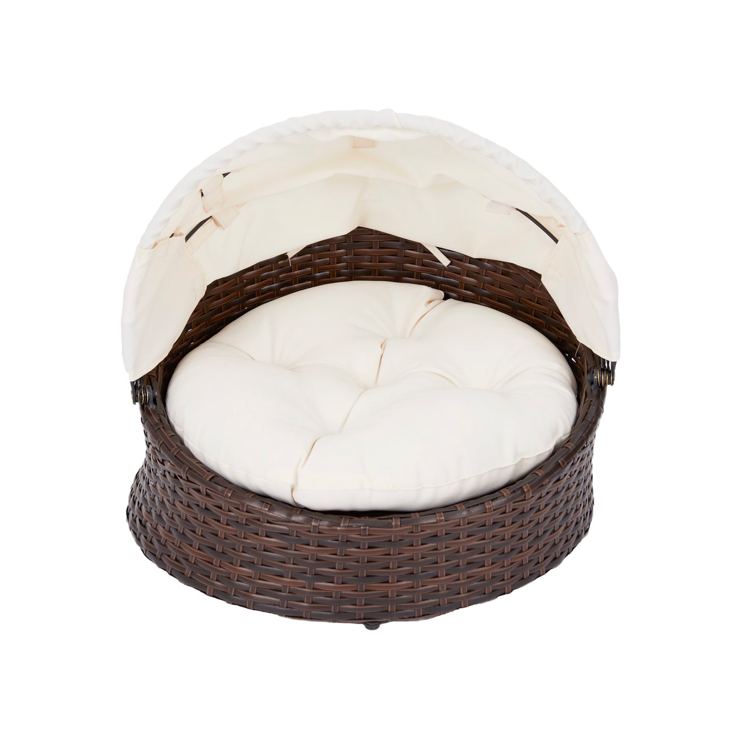 Teamson Pets Woven Round Dog or Cat Bed & Cushion